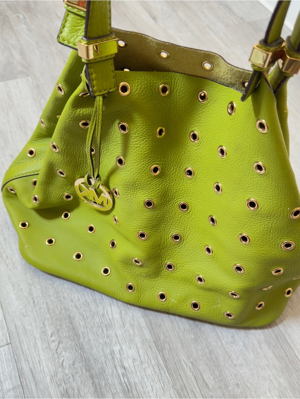 Michael Kors Lime Green Leather Grommet Purse